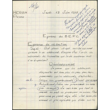 BEPC 1958. Collège de Damville. Rédaction