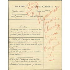 Devoir de français - Lycée Corneille, Rouen, classe de 3ième A
