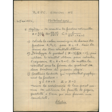 BEPC 1957. Collège de Damville. Sujet de l'épreuve de mathématiques