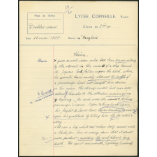 Devoir d'anglais - Lycée Corneille, Rouen, classe de 3ième A