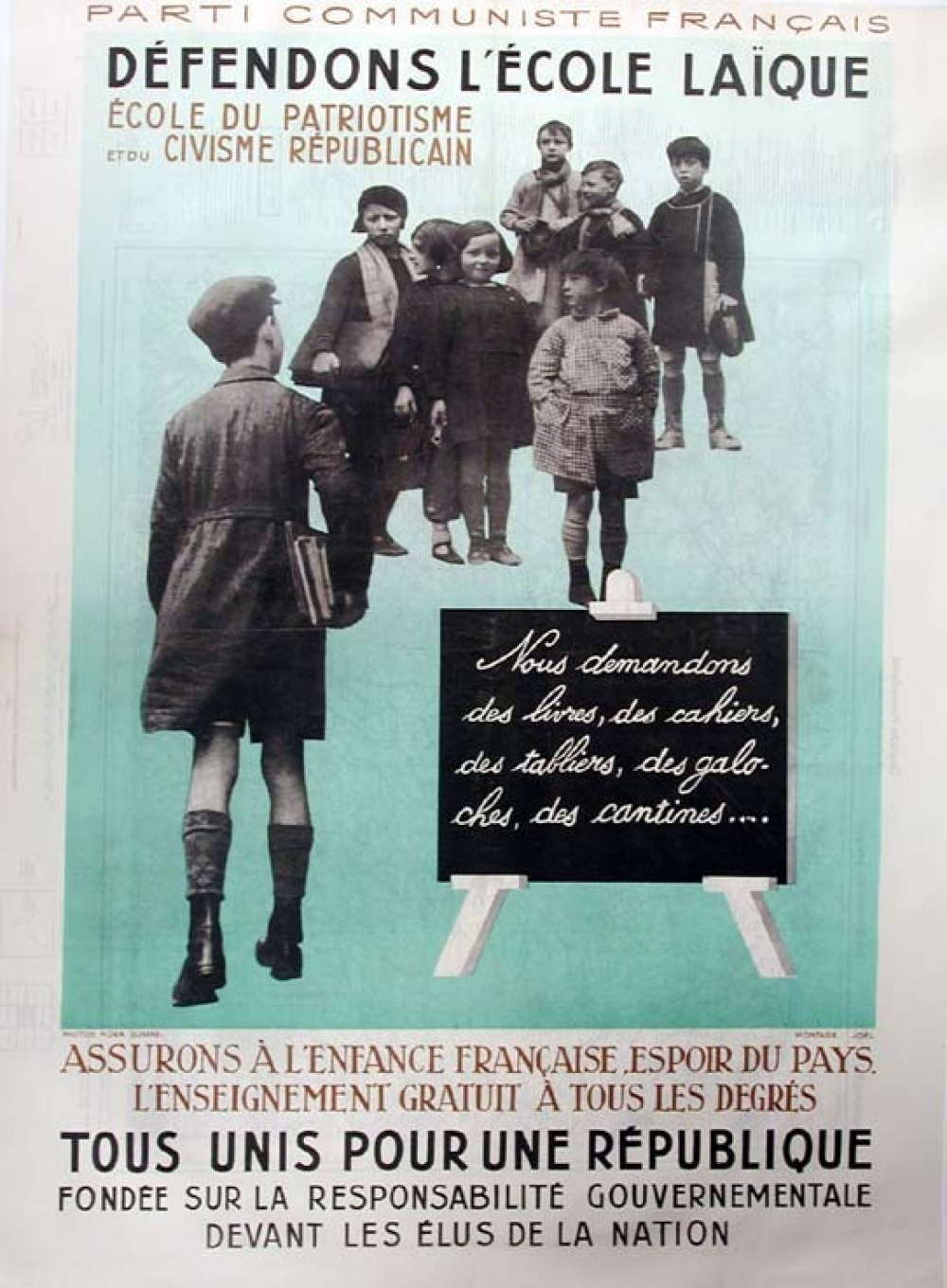 Parti communiste français : défendons l'école laïque école du patriotisme et du civisme républicain