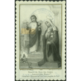 Image religieuse. Nourri du Pain des Anges. Assisté par Marie l'heureux Chrétien est tout aux pensées du Ciel.