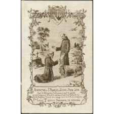 Image religieuse. Bénédiction de St François d'Assise à Frère Léon.