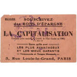 Buvard publicitaire. Souscrivez des bons d'épargne de la capitalisation. 