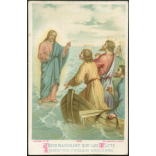 Image religieuse. Jésus marchant sur les flots.