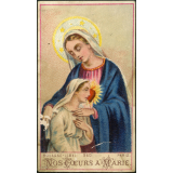 Image religieuse. Nos coeurs à Marie.