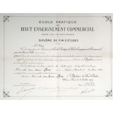 Ecole Pratique de haut Enseignement Commercial pour les Jeunes Filles - Diplôme de fin d'études.