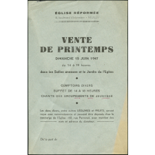 Vente de printemps de l'Eglise Réformée. 