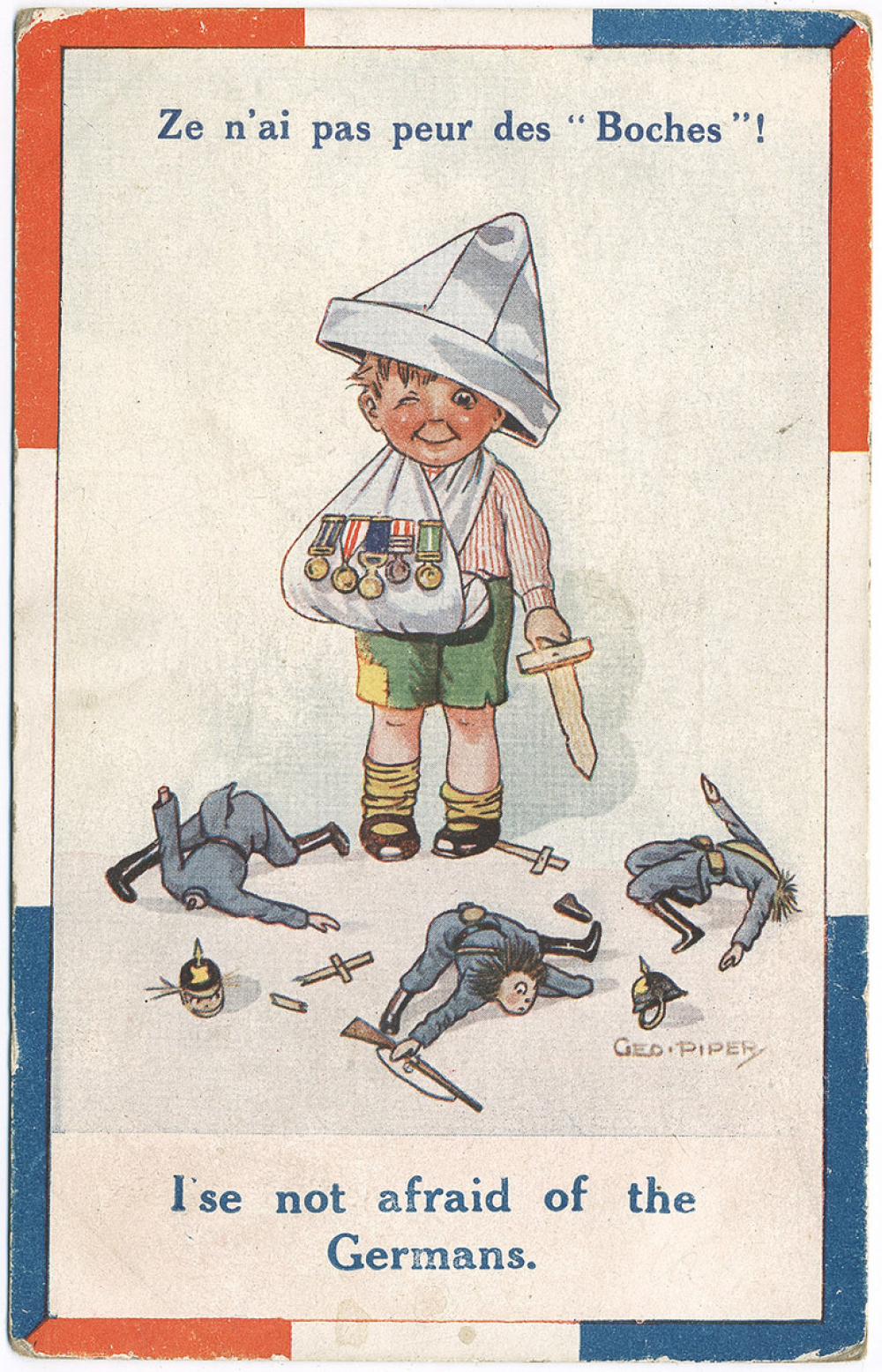Ze n'ai pas peur des Boches! - I'se not afraid of the Germans.