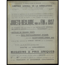 Comptoir général de la Bimbeloterie. Jouets-réclame pour la fin de 1937. 