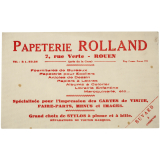 Buvard publicitaire. Papeterie Rolland (Rouen).