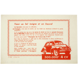 Buvard publicitaire. 500 000e 4 CV.