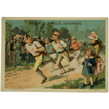 Carte réclame. Maison de la Belle Jardinière. La course.