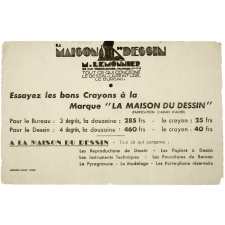 Buvard publicitaire. La Maison du Dessin (Rouen).