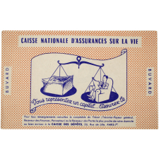 Buvard publicitaire. Caisse nationale d'assurances sur la vie.