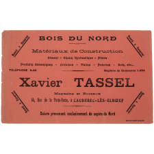 Buvard publicitaire. Matériaux de construction Xavier Tassel.