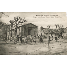 Lagny après l'occupation Allemande 1918 - Baraque construite pour Ecole et Mairie - Grande-Rue.