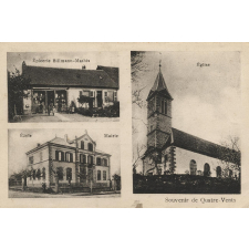 Souvenir de Quatre-Vents - Epicerie Billmann-Mathis - Ecole Mairie - Eglise.