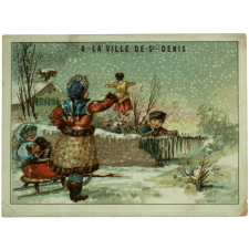 Carte réclame. A la Ville de St. Denis. Paysage d'hiver.