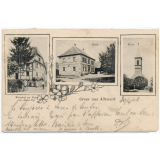 Gruss aus Altenach - Wirtschaft zur Krone von August Itly - Schule - Kirche.
