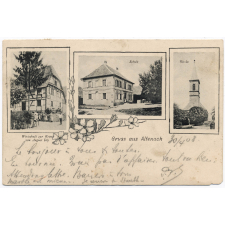 Gruss aus Altenach - Wirtschaft zur Krone von August Itly - Schule - Kirche.