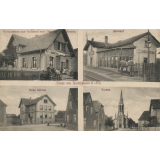 Gruss aus Raedersheim O-Els. - Restauration zum Bahnhof von Stephan Bruntz - Bahnhof - Neue Schule - Kirche.
