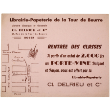 Buvard publicitaire. Librairie - Papeterie de la Tour de Beurre (Rouen).
