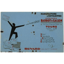 Buvard publicitaire. Imprimerie Barbot & Gallon. Tours. 