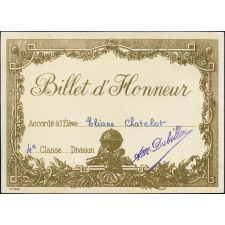 Billet d'honneur.