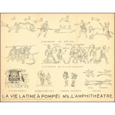 Tableau mural. La vie latine à Pompéi. N°6. L'amphithéâtre.