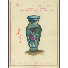 Cochinchine/Dessin d'imitation : décoration d'un vase à fleurs sur l'autel.