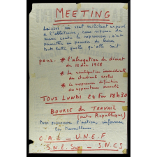 Meeting - Tous Lundi 24 Fev 18h30 Bourse du Travail.