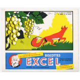 Buvard publicitaire. Biscottes Excel. Le renard et les raisins.
