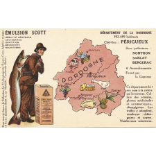 Émulsion Scott - Débilité générale, croissance, dentition, bronchite, rachitisme - Département de la Dordogne - 392.489 habitants - Chef-lieu : Périgueux - Sous-préfectures : Nontron, Sarlat, Bergerac.