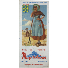 Buvard publicitaire. Biscottes Magdeleine. Orléanais. 