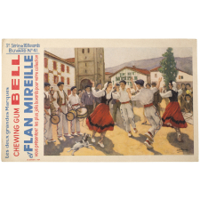 Buvard publicitaire. Chewing Gum Bell et Flan Mireille. Buvard N° 41. Danse basque.