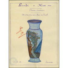 Cochinchine/Dessin d'imitation : décoration d'un vase à fleurs sur l'autel.