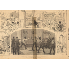 Le cercle des étudiants. 1. La salle de lecture. - 2. La bibliothèque. - 3. La salle d'armes. - 4. L'hydrothérapie.