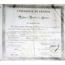Université de France - Diplôme de Bachelier ès Lettres. Au nom du Roi.