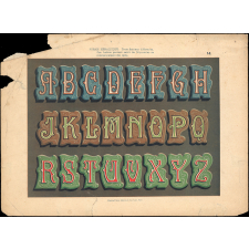 Nouvel Album de lettres à l'usage du peintre. Forme héraldique. Trois finitions différentes. Ces lettres peuvent servir de Majuscules au commencement des mots. 