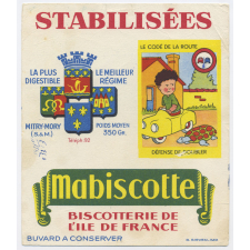 Buvard publicitaire. Stabilisées Mabiscotte. Défense de doubler.
