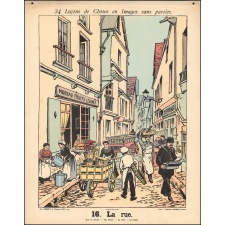 Tableaux muraux. 34 Leçons de Choses en Images sans paroles en tableaux muraux à raconter par les Petits. 15- Les boissons. 16- La rue.