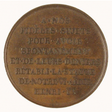 Médaille commémorative du rétablissement de la statue du roi Henri IV à Paris.