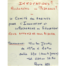 Innovations ? Recherches en Pédagogie ? Le Comité des Assises pour l'Innovation et la Recherche en Education Vous Attend et Vous Aidera.