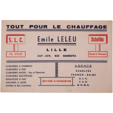 Buvard publicitaire. Emile Leleu. Tout pour le chauffage.