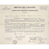 Brevet de Capacité. Ministère de l'Instruction Publique - Université de France - Instruction Primaire - Instruction Primaire Elémentaire. 