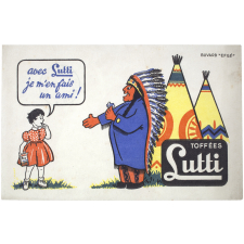 Buvard publicitaire. Toffées Lutti. Chef indien.