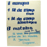 Il manque 1 lit de camp fixe 1 lit de camp élastique 8 matelas.