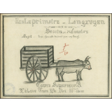 Cochinchine/Dessin de mémoire : une charrette traînée par un bœuf.