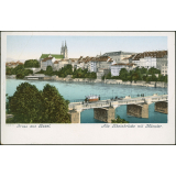 Gruss aus Basel. Alle Rheinbrücke mit Münster